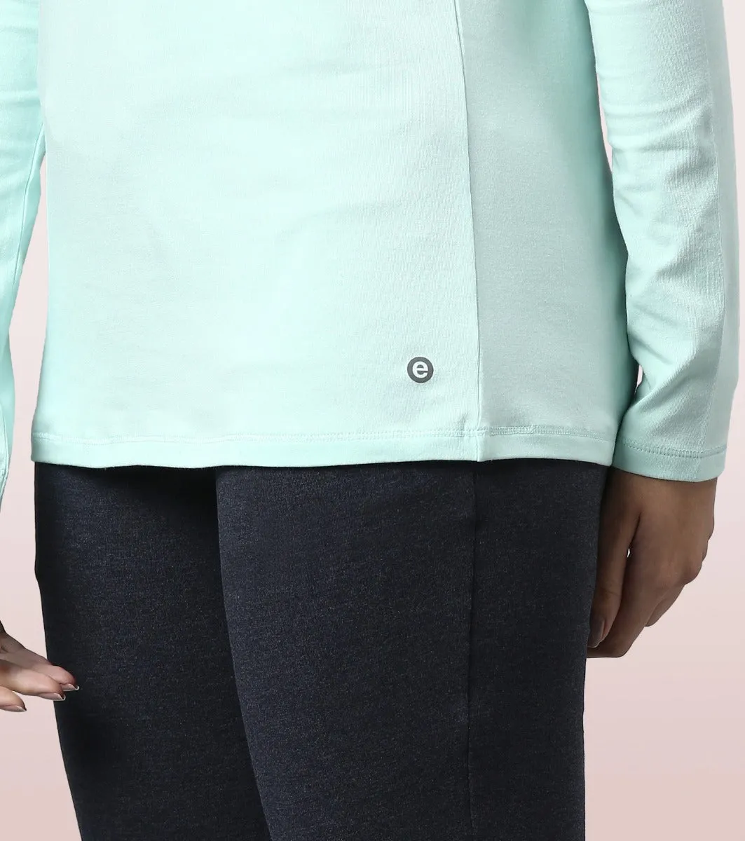 Long Sleeve Basic Crew Tee - Solid | Crew Neck Basic Stretch Cotton Tee
