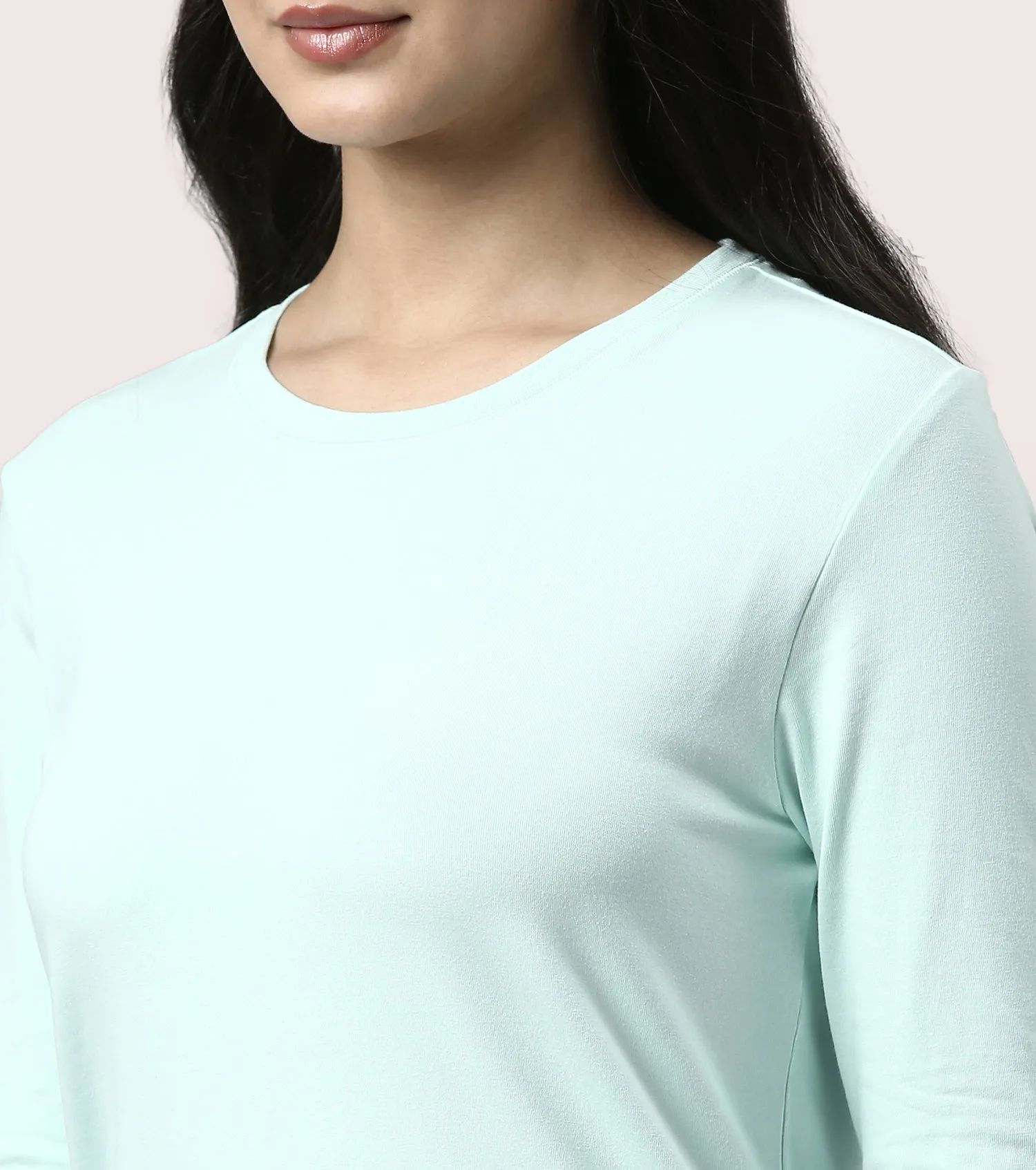 Long Sleeve Basic Crew Tee - Solid | Crew Neck Basic Stretch Cotton Tee