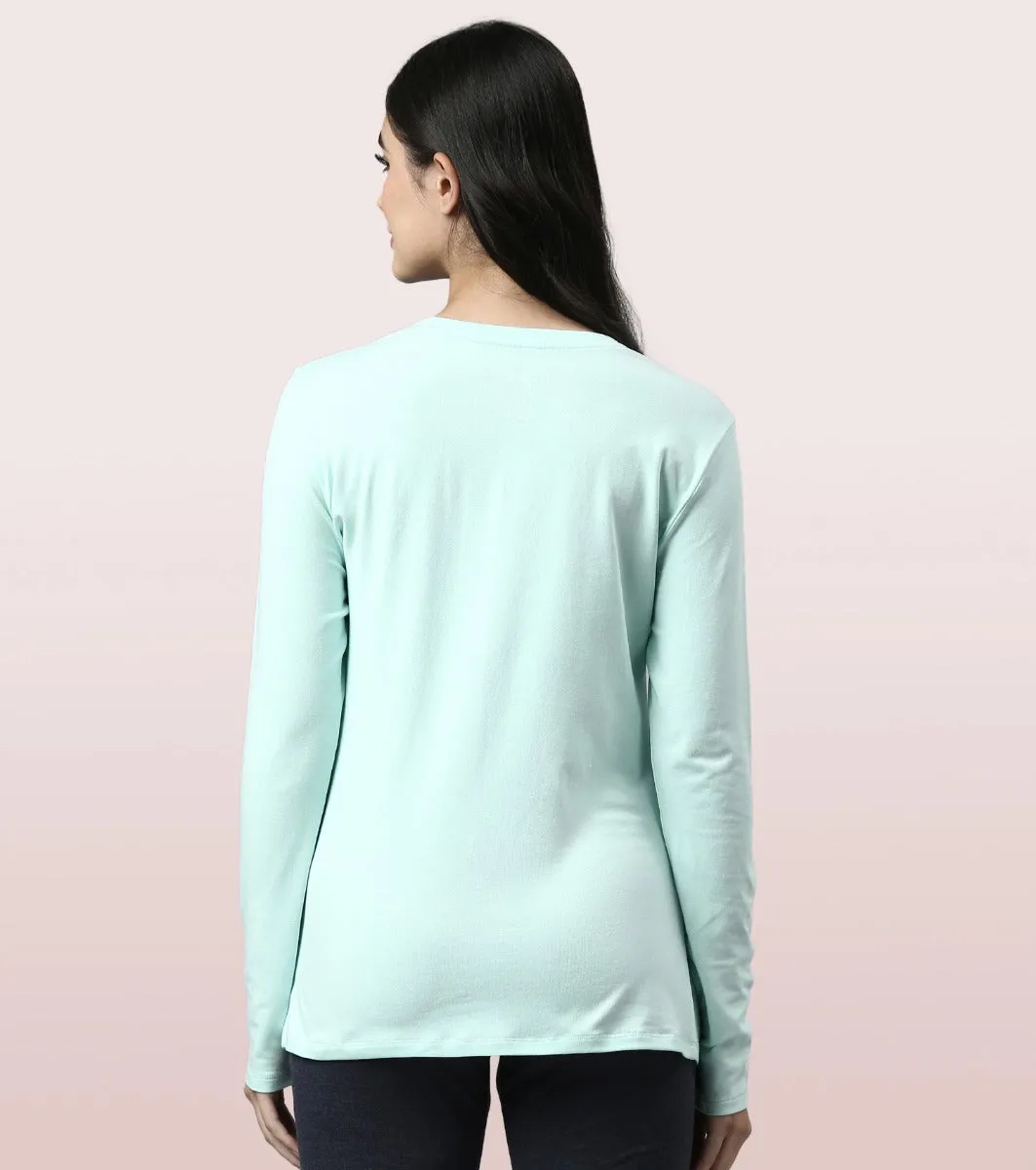 Long Sleeve Basic Crew Tee - Solid | Crew Neck Basic Stretch Cotton Tee