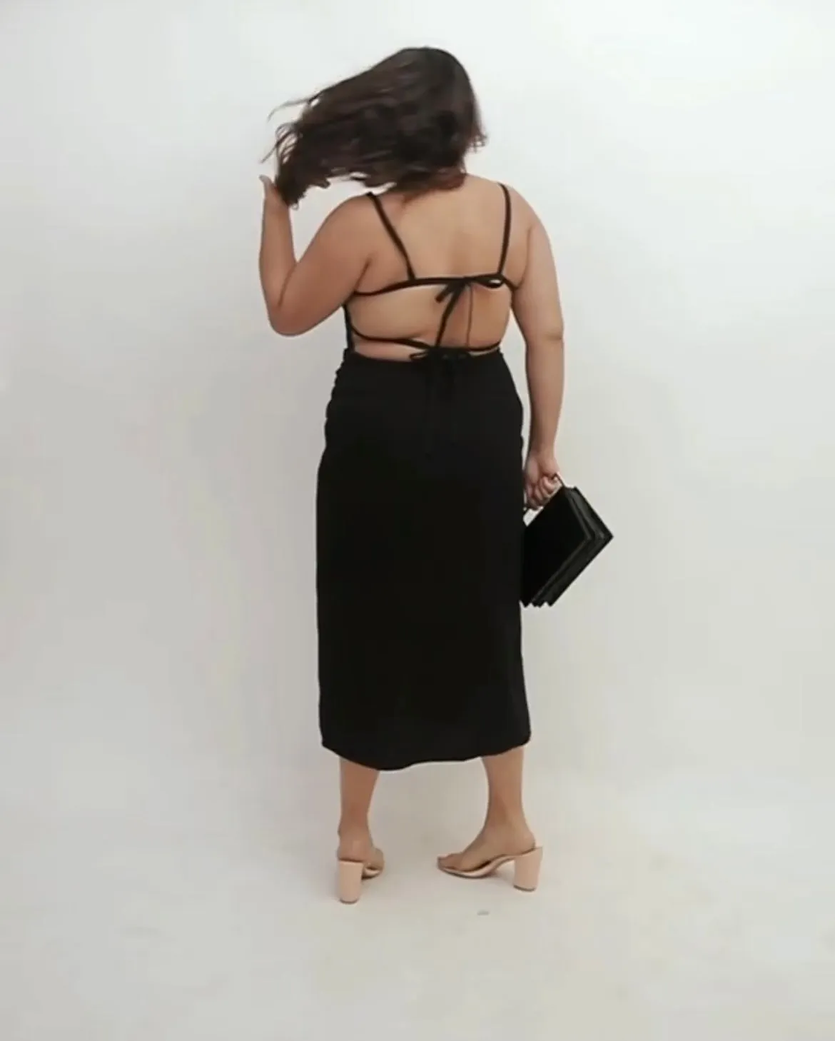 Maia Linen Corset Backless Midi Dress