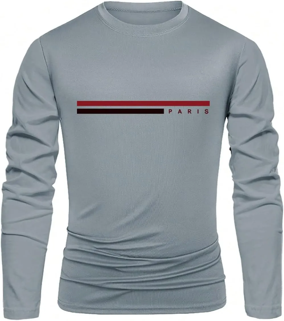 Men's 3 Pack Long Sleeve Shirts Letter Graphic Round Neck Casual T Shirt Top