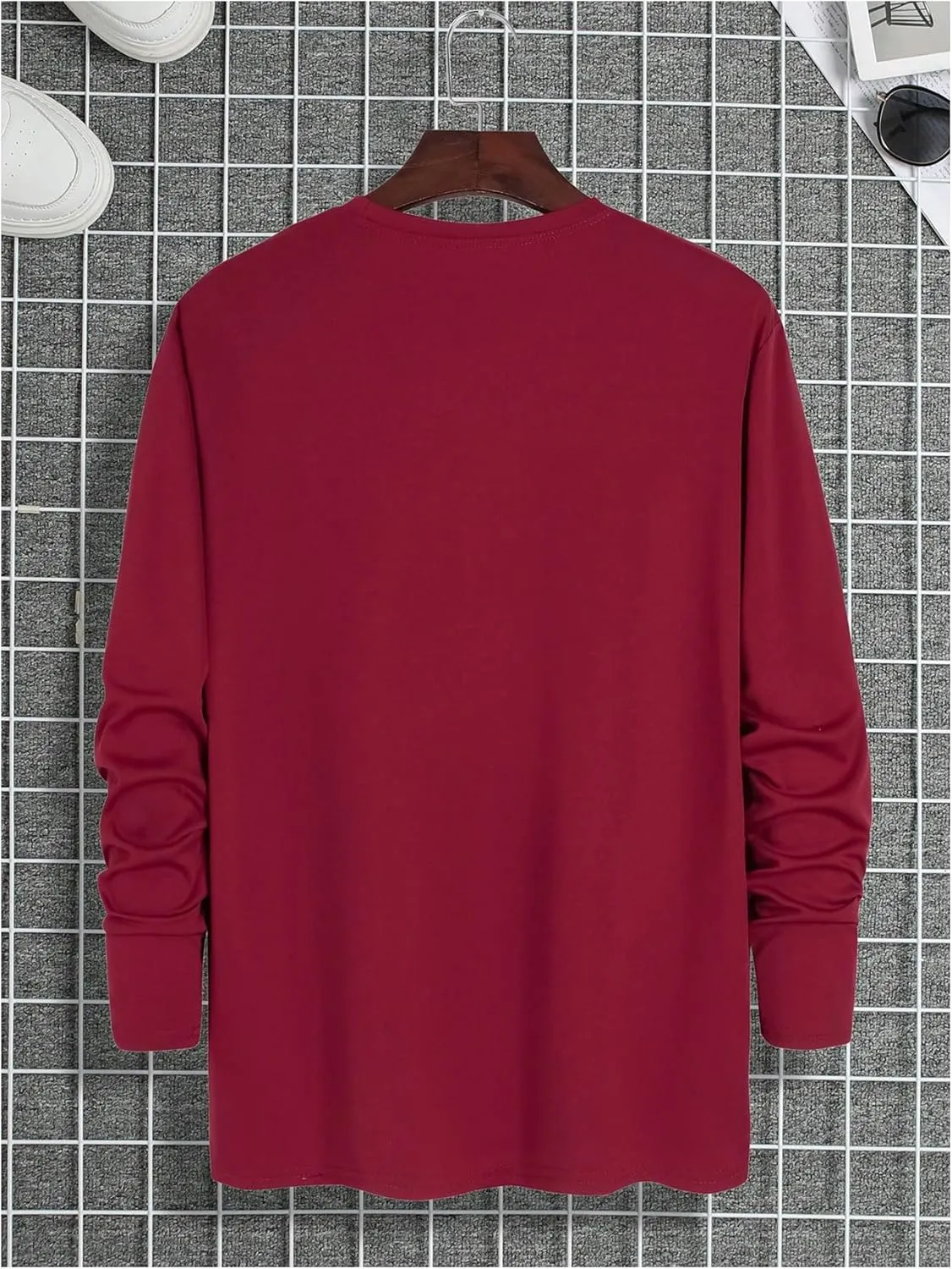 Men's 3 Pack Long Sleeve Shirts Letter Graphic Round Neck Casual T Shirt Top