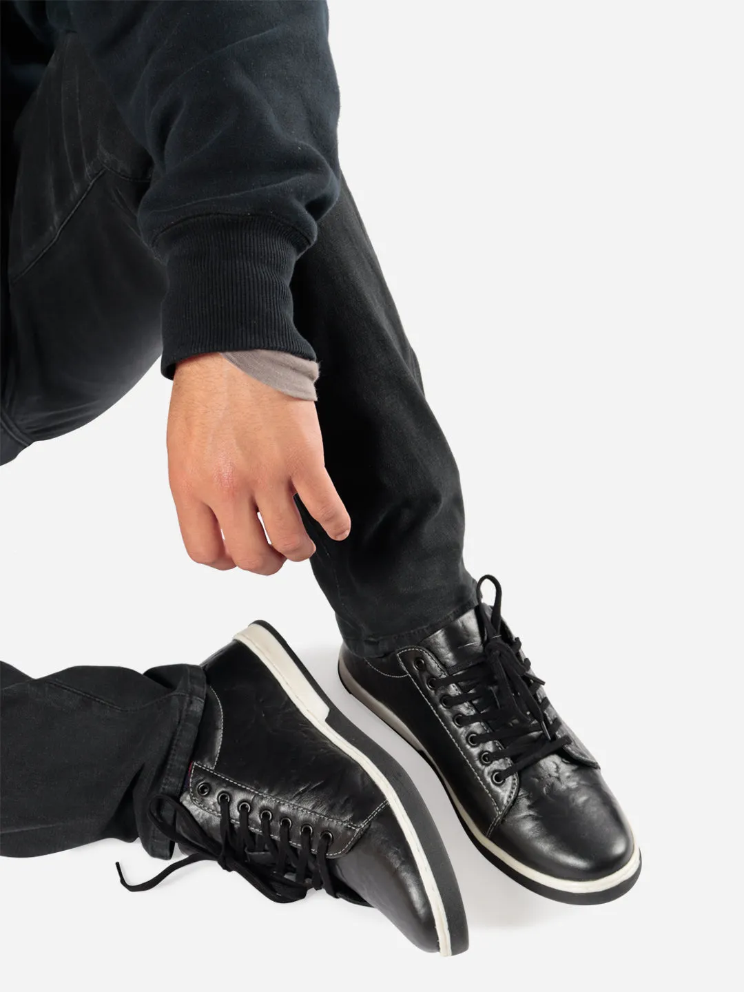 Men's Black Round Toe Lace Up Casual (ID3037)