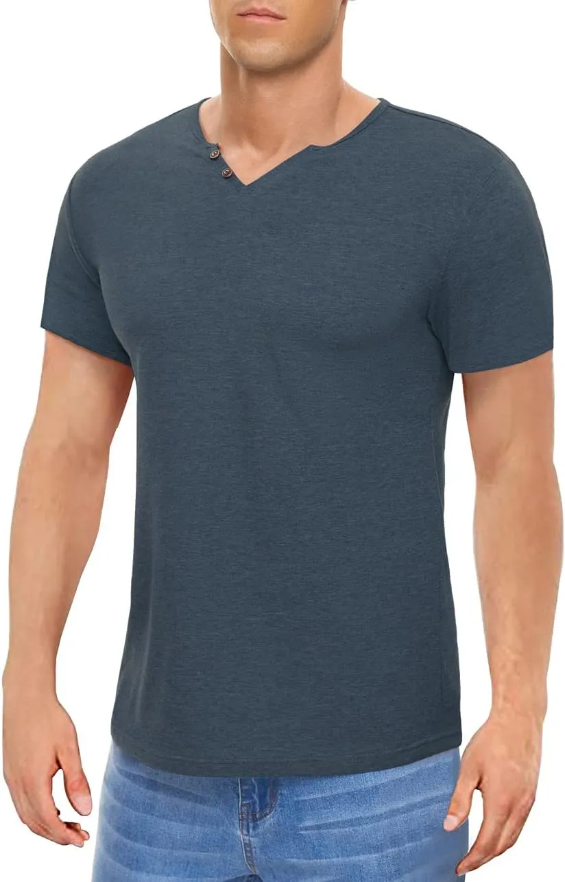 Men's Casual Slim Fit Basic Henley Short/Long Sleeve Fashion T-Shirt