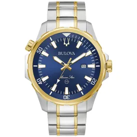 MEN'S TWO-TONE STEEL BULOVA MARINE STAR WATCH WITH BLUE DIAL