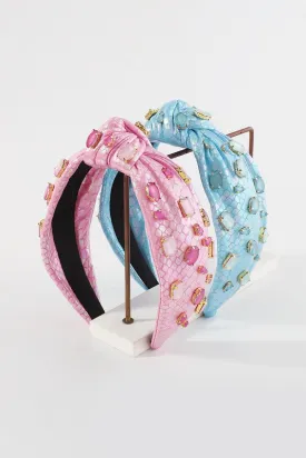 Mermaid Shinny Fabric w/Crystal Topknot Headband