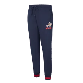 MLB ATLANTA BRAVES PRO PREP WOMEN'S RIB FLC SWEATPANT (MIDNIGHT NAVY/RED/MIDNIGHT NAVY)