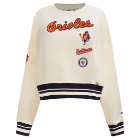 MLB BALTIMORE ORIOLES RETRO CLASSIC WOMEN'S RIB CREWNECK (EGGSHELL/ BLACK)