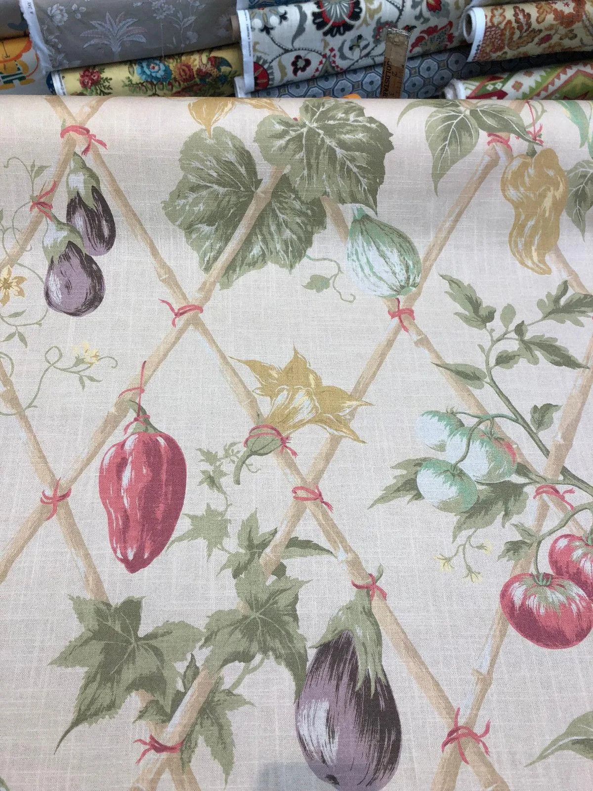On The Vine Antique Fruits Vegetables Braemore P Kaufmann By The yard