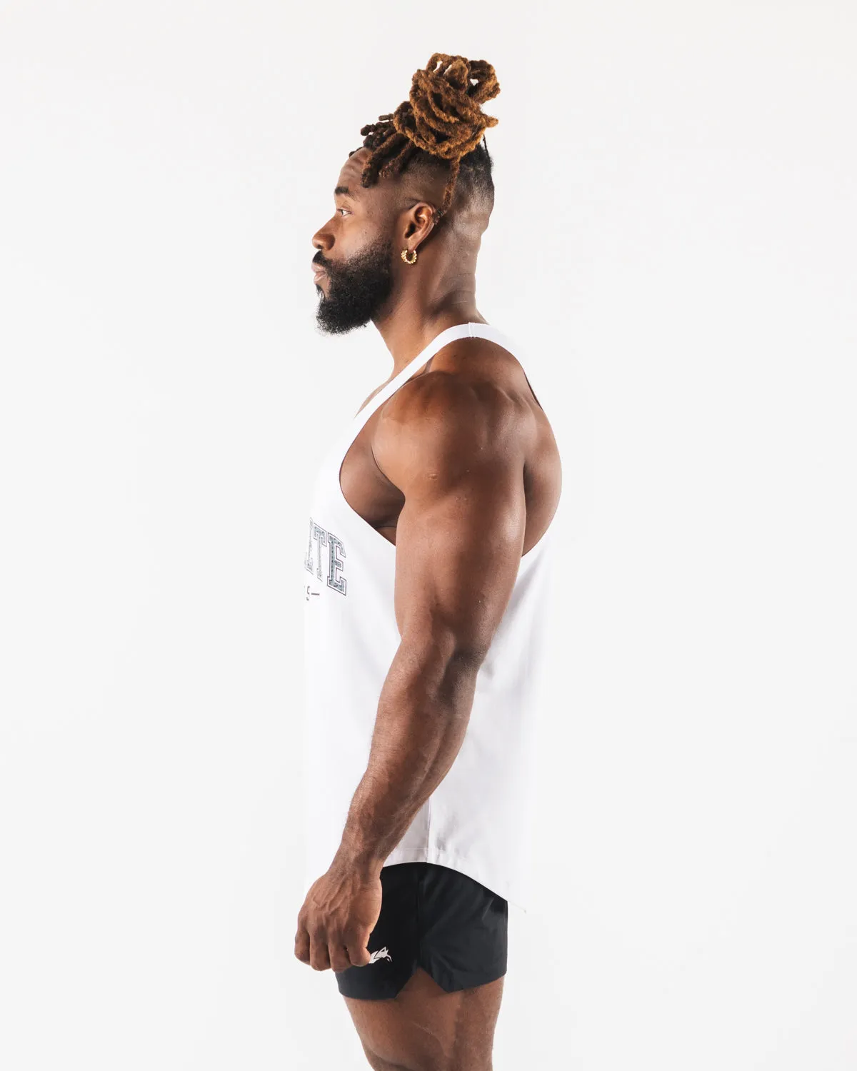 Paisley Print Raw Cut Tank - White