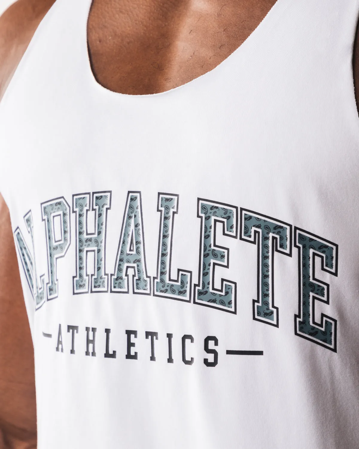 Paisley Print Raw Cut Tank - White