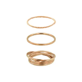 Rose Gold 3 Ring Set