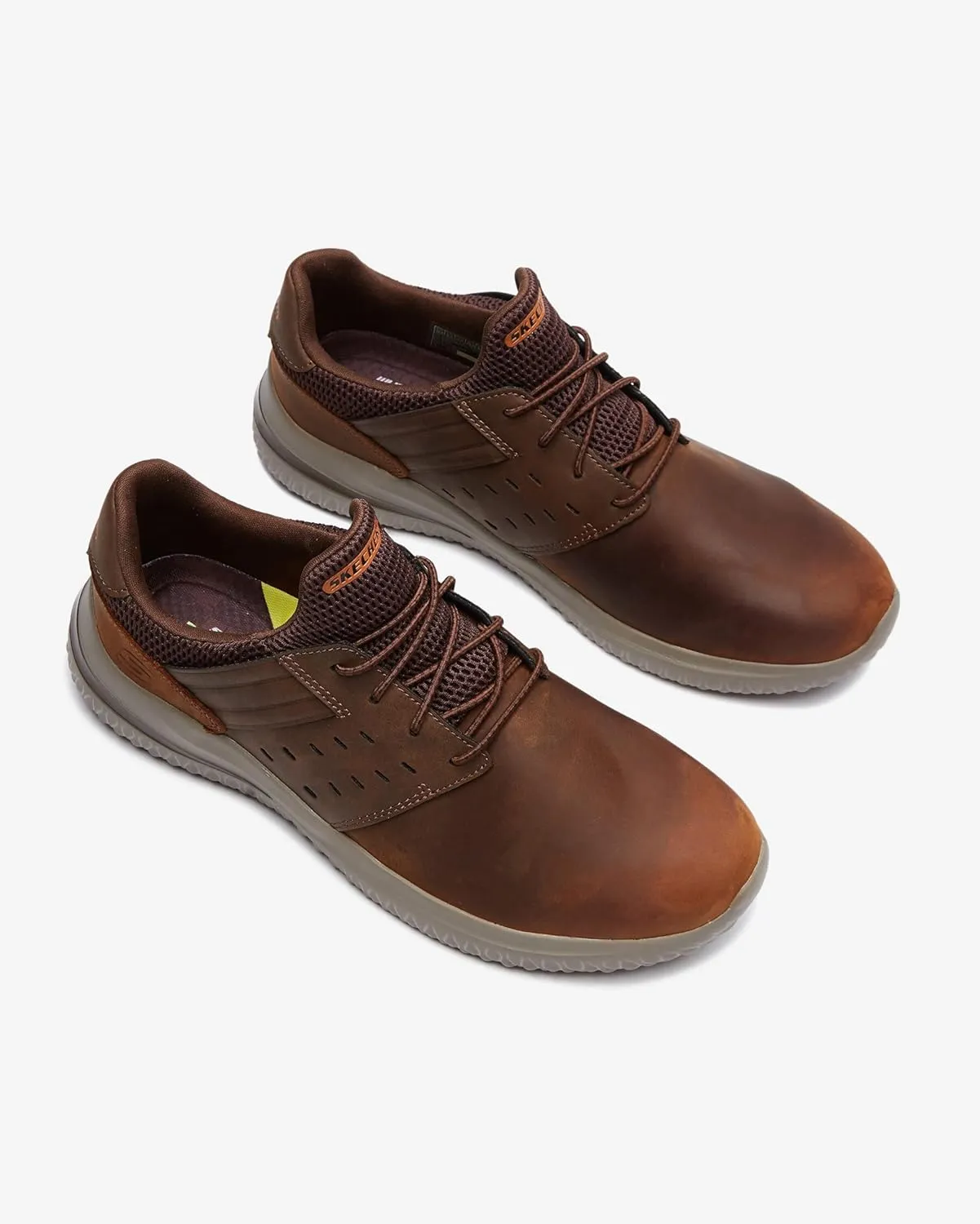 Skechers Men's Delson 3.0 - Ezra Leather Bungee Lace Slip on Sneakers