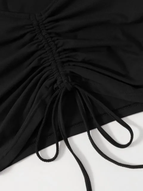 SOLID DRAWSTRING RUCHED TEE