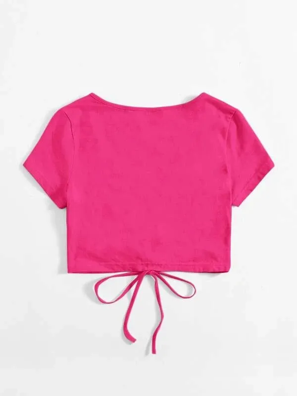 SOLID DRAWSTRING RUCHED TEE