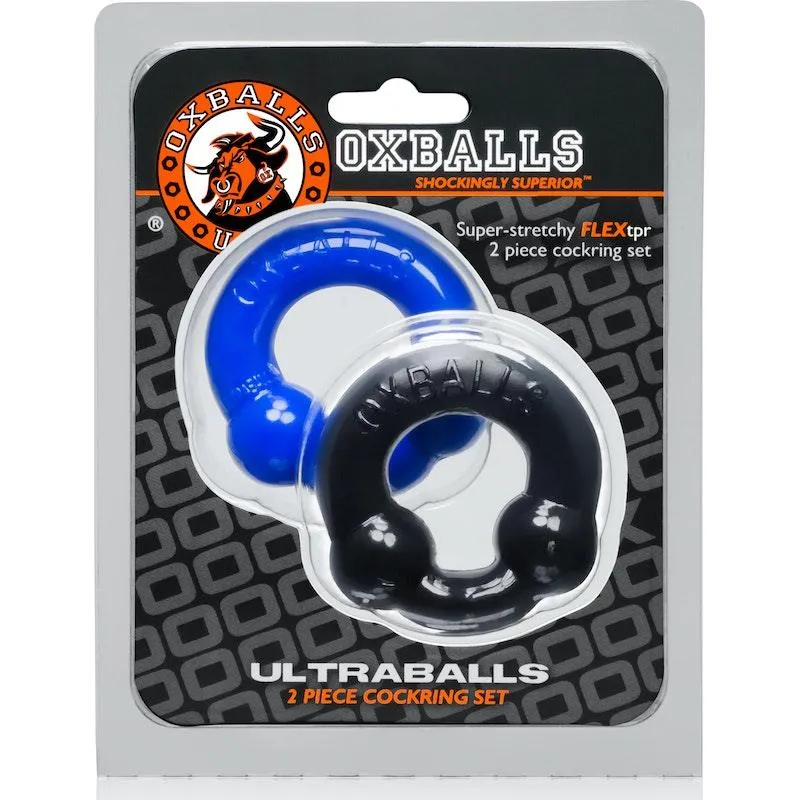 Ultraballs 2 Pk Cockring Black And Police Blue